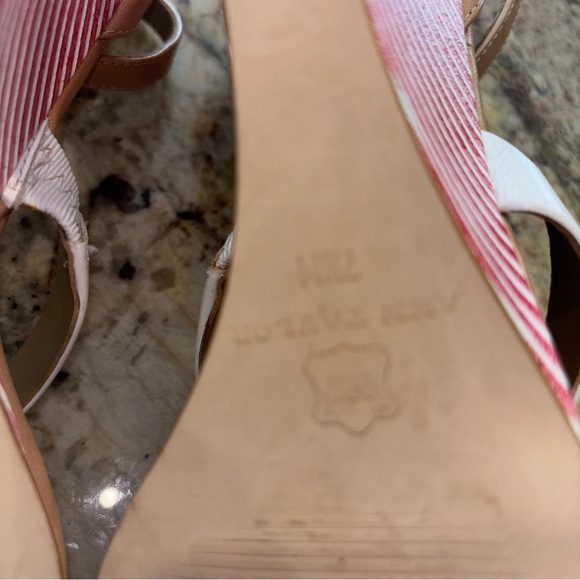 Ann Taylor Pink and White Wedge Sandals - Picture 9 of 10